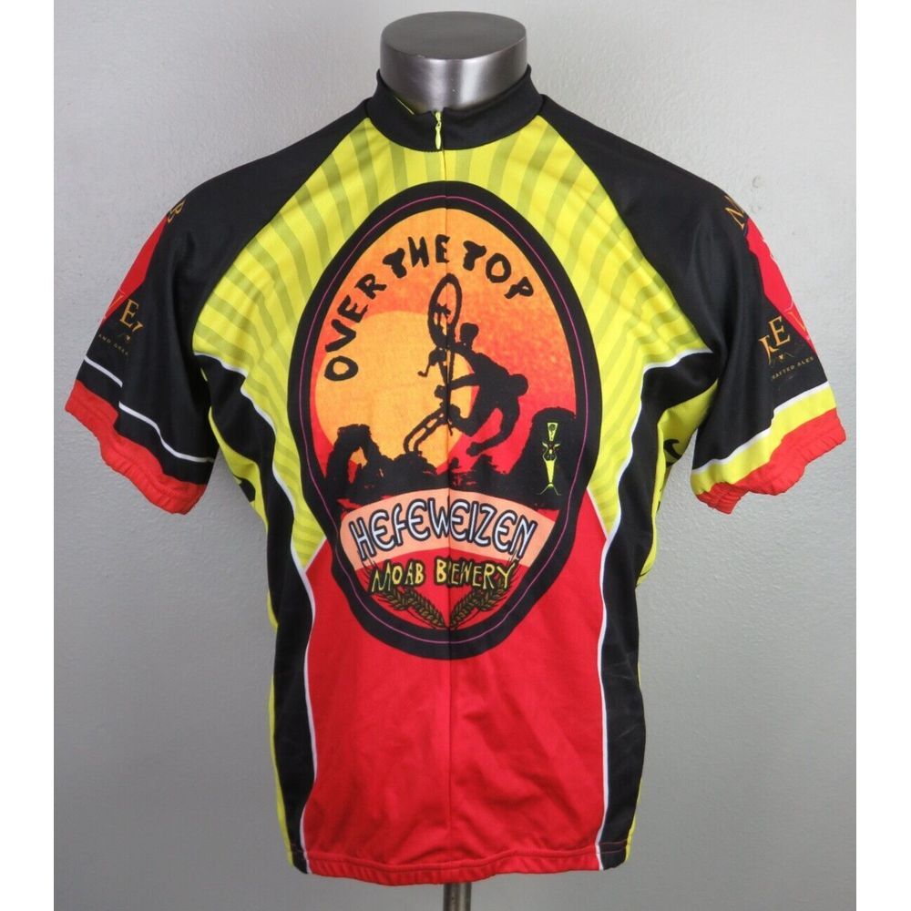 Mens Moab Brewery Over The Top Cycling Jersey World Jerseys Vintage XL 1/2‎ Zip